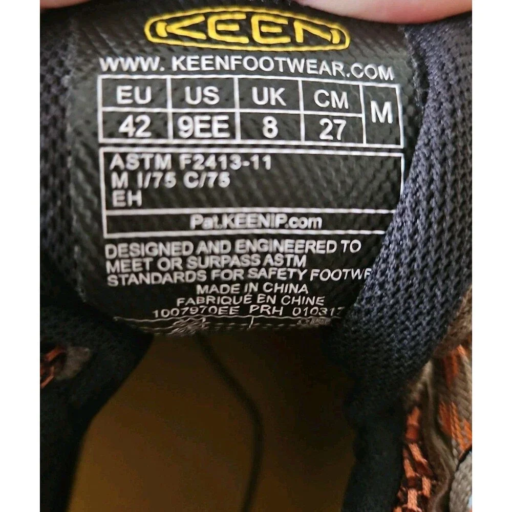 KEEN ASTM F2413-11 LOW STEEL TOE WATERPROOF WORK HIKING MEN'S BOOTS Sz 9EE
